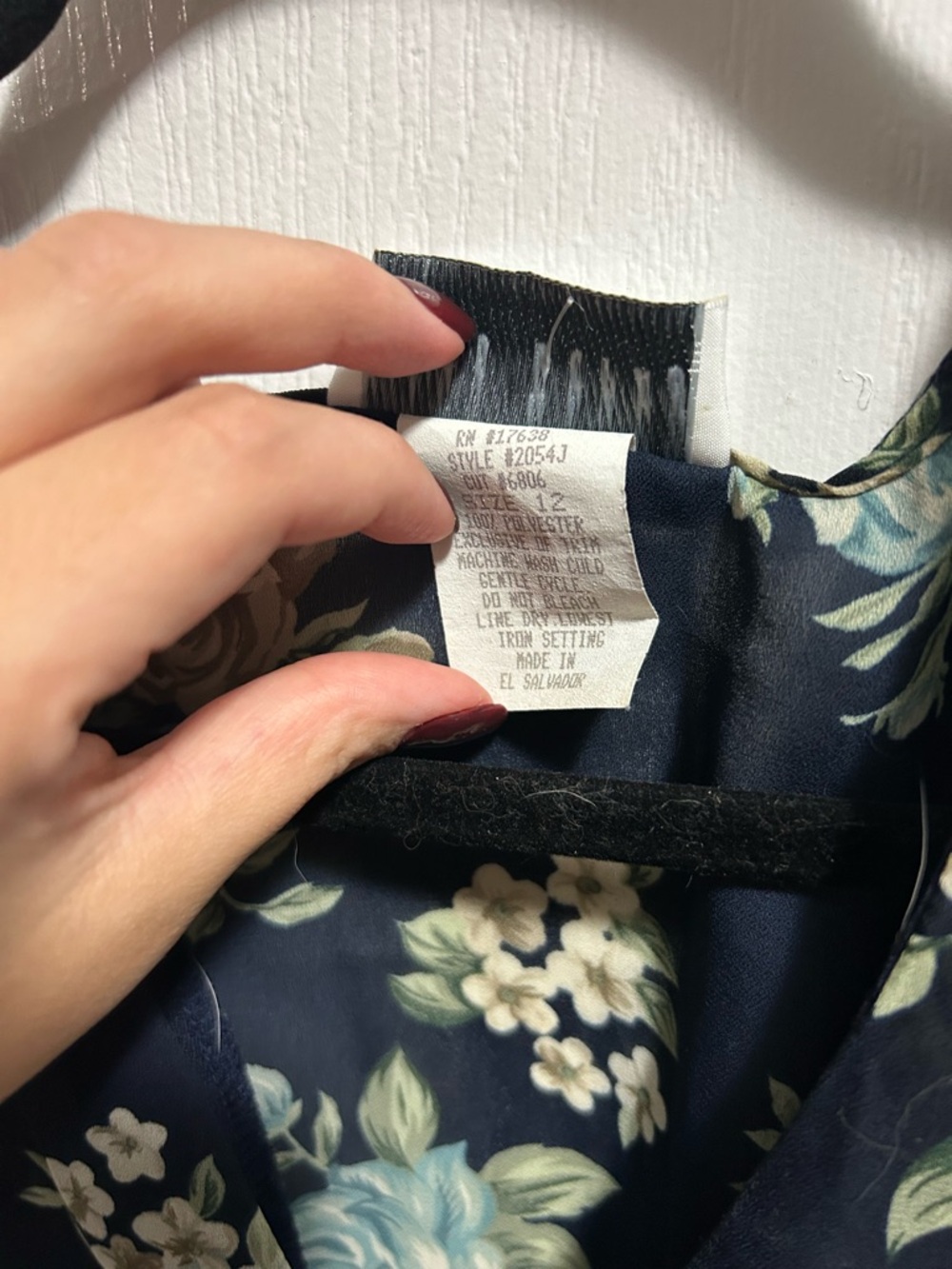 Miss Selfridge Navy Floral Tie-Front Blouse with Blue and Cream Roses - Picture 3 of 6